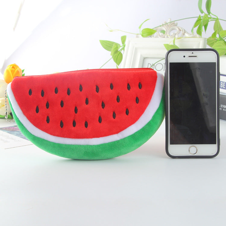 Wholesale Cute Watermelon Fruit Plush Pencil Case